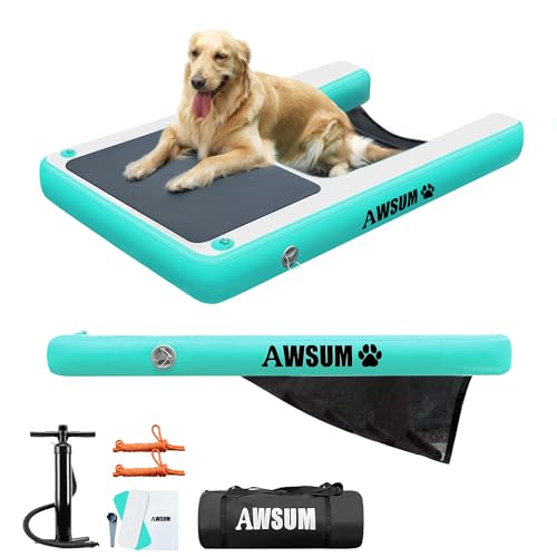 AWSUM Dog Boat Ramp Inflatable Water Pool Float Floating Ramps for Dogs Up to 180LBS On Water Ladder Steps for Pools, Lakes, Boats, Docks