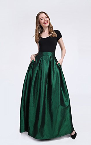 FOLOBE Women's Big Pendulum Taffeta A Line Maxi Skirts Length 43.31in/110cm4