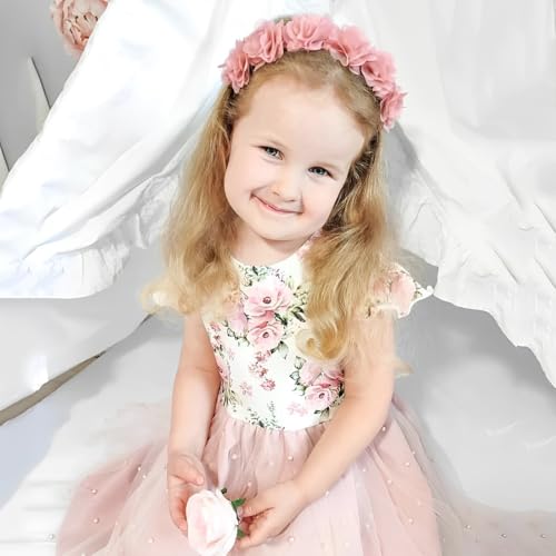 WeddHuis 2 Stücke Baby Haarband Chiffon Blume Stirnband Blume Krone Baby Haarschmuck Neugeborenes Baby Kleinkind Kinder Neugeborenes Haarreifen Floral Geburtstag Haarband Baby Mädchen