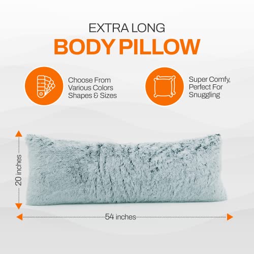 Cheer Collection Shagg Hair Long Body Pillow | Super Soft And Plush Faux Fur Lumbar Pillow For Couch Or Bed Decor - 20 X 54 Inches, Blue Ombre #TOP3