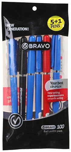 قلم حبر جاف برافو 100 مكون من 6 قطع