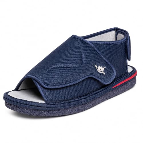 Image of Diabetic Open Toe Slippers, Extra Wide Adjustable House Shoes