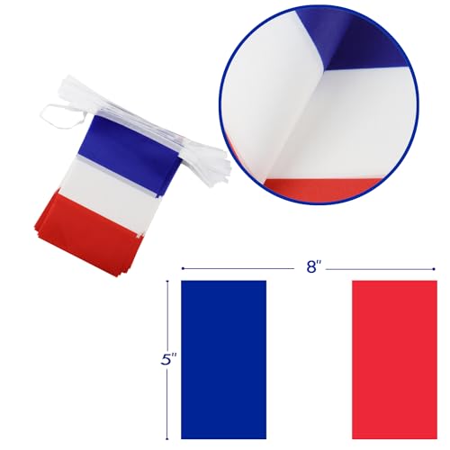 Image of France String Flag Pennant Banner - 38 Flags, 42 Feet Small Mini French Flags Bunting Banner for Country Decoration, School, Party, Sports Events