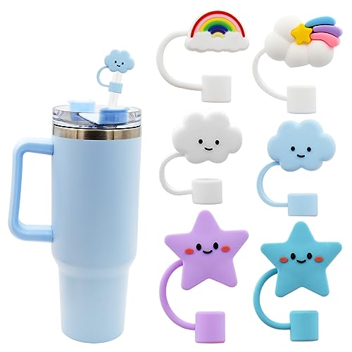 Image of Straw Cover Cap for Stanley Cup,Silicone Straw Topper 10 mm 0.4 in Reusable Straw Tips Lids,Straw Tip Covers for Stanley Cups Accessories