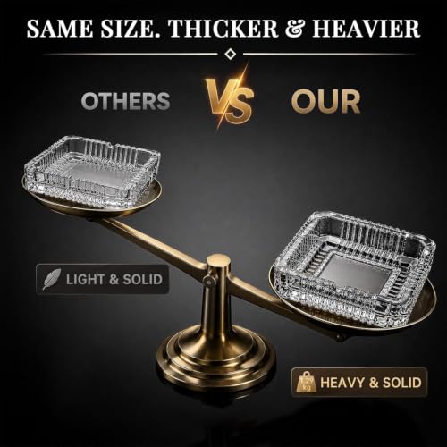 Image of WEZOSHINET Square Cigar Ashtray, Classic Clear Crystal Glass Cigarette Ashtray Holder, Ash trays for Home Outdoor Patio Indoor Coffee Bar and Smokers