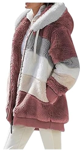 Contrasting Lamb Wool Padded Coat Women's Lamb Wool Padded Coat Winter Casual Warm Hooded Zip Jacket