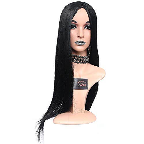 Women Girls Long Straight Ombre Black Heat Resistant Synthetic Two Tone Wigs