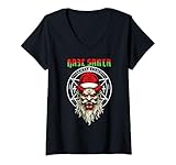 Photo Gallery donna ave santa krampus solstizio pagano gotico creepy christmas maglietta con collo a v Photo Gallery donna ave santa krampus solstizio pagano gotico creepy christmas maglietta con collo a v
