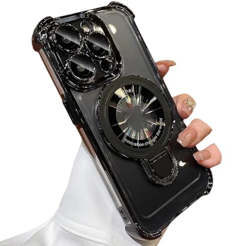Support magnétique antichoc noir avec anneau intégré pour coque iPhone 13