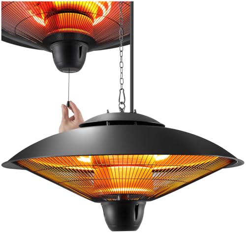 tectake® Infrarot Heizstrahler hängend, Deckenheizung, Infrarotstrahler Lampe zum Aufhängen an Decke, outdoor und indoor Infrarotheizung, Heizung elektrisch, Deckenheizstrahler für Terrasse