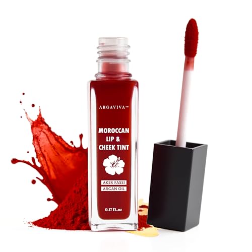 Aker Fassi Tinted Lip Stain and Cheek Tint with Argan Oil Lightweight Lipstain for Natural Glow Moisturizing Color Long-Lasting Lip Tint Stain and Plant-Based Beauty