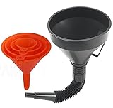 KAKO Multi-fFunctional Plastic Funnel Oil Funnel and 4-Piece All Purpose Wide-Mouth Bright Orange...