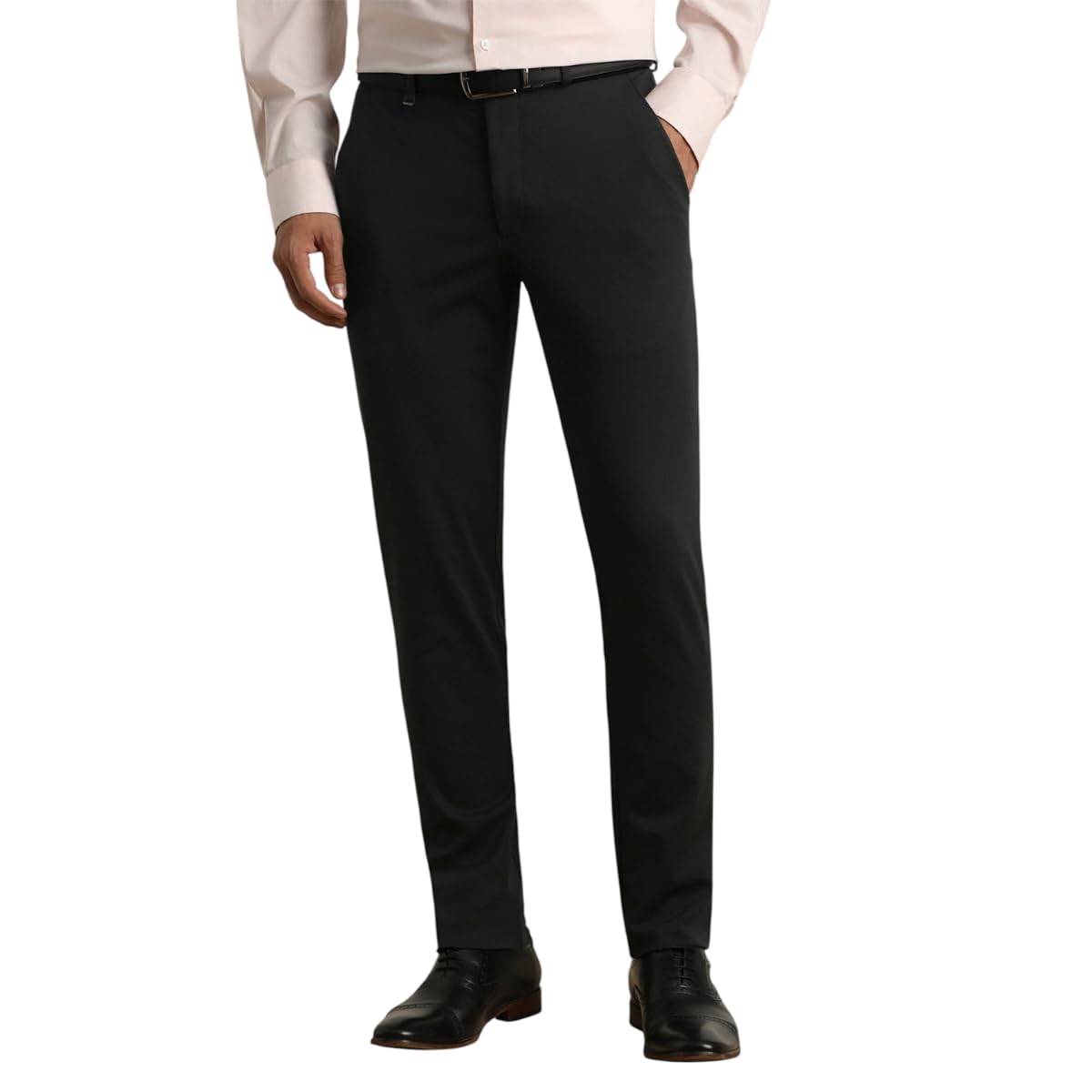 Men Mid Rise Move Labs Knitted Premium Trousers | 360 Degree Stretch| Auto-Flex Waist Band |Wrinkle Free