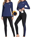 Ropa Interior Térmica Mujer, Camiseta Térmica Muje...: ♥ Super Warm ♥: la ropa interior térmica para mujer está forrada con vellón de alta calidad y es a prueba de viento, lo que garantiza un excelente rendimiento cálido y una función a prueba de viento en climas fríos. Te mantiene caliente mientras corr...