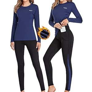 AMGUTEN Biancheria Intima Termica Donna Biancheria Funzionale Donna con Funzione Quick Dry Sportiva Set di Biancheria Intima Base Layer Traspirante Riscaldante Ideale per attività all’Aperto Blu