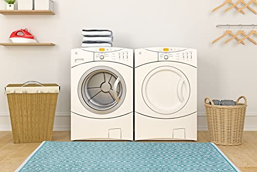 Chardin Home 100% Cotton Diamond 3X5 Area Rug Fully Reversible, Machine Washable, Turquoise Blue And White #TOP5