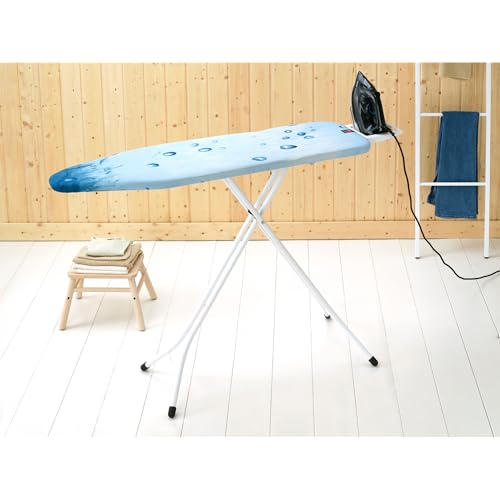 Image of Brabantia Size B Ironing Board (49x15 in) 7 Height Options, Adjustable Steam Iron Rest Holder (Ice Water) Non-Slip Feet, Anti-Collapse Child Locks