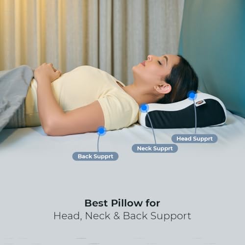 Image of CareFoam Cervical Memory Foam Pillow for Neck Support | 2-Year Manufacturing Warranty | Orthopedic Contour Pillow for Cervical Spine Alignment & Shoulder Support | Made in India | 19 x 11 x 3.5 Inch