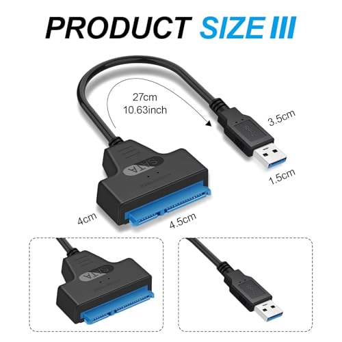 HDXH 1Pcs USB 3.0 to SATA Cable Adapter,sata to usb,Connector Lead Cable SATA III,usb to sata adapter,Recovery High-Speed Data Transfer Sata Cable
