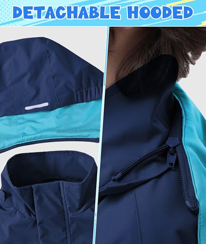 Image of Boys Rain Jacket Kids Lightweight Rain Jackets Waterproof Hooded Windbreaker Outdoor Coats for Boys Girls