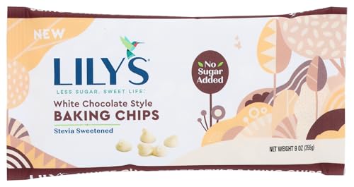 Lily's White Chocolate Style Baking Chips, No Sugar Added, Kosher, Gluten Free, 9 Ounce (Pack of 12)