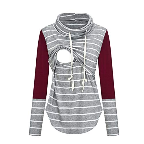 FRAUIT Felpa Premaman Divertenti Allattamento Abbigliamento Invernale maternità E Gravidanza Felpe 2 in 1 per Allattamento Doppio Strato prémaman Sweatshirt Manica Lunga Maglione Pullover