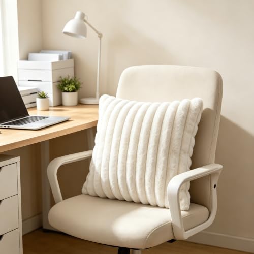 NIULAA Kissenbezug 40x40 Beige Deko Plüschkissen 2er Set – Bild 5