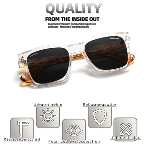 Image of grey jack Full Rim Rectangle Sun Glasses Stylish Sunglasses for Men Women Polarized UV Protection 3317
