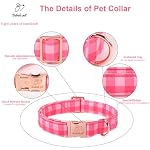 Pink Checkerboard Dog Collar, Classic Girly Plaid Dog Collars, Adjustable Heavy Duty Girl Dogs Collar for Small Medium Large Dogs with Metal Buckle S - Image 3