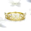 NewL 925 Sterling Silver Princess Crown Gold Color Crown Rings for Women Wedding Ring Jewelry