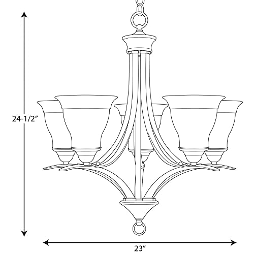 Image of Progress Lighting 5-Light Etched Glass Traditional Chandelier Light, Trinity Collection, Indoor, P4328-20, Antique Bronze