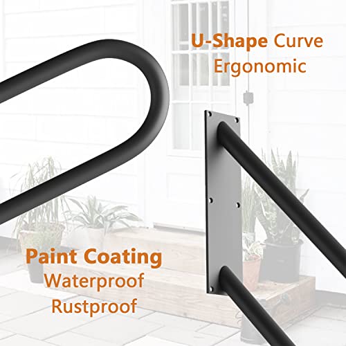 2 Pack Stair Handrails For 1-3 Steps, Black Stair Railings For Indoor Or Outdoor, Wall Mounted Hand Railings For Porch Garage, 27.5" Length Safety Grab Bar For Stairs #TOP2