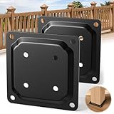 NOORSUMD 2 Pcs Wood Post Plate Connector | 4' x 4' Wood Fence Post Anchor Base | Black Deck Porch Railing Support Base Plate | Powder-Coated Post Mounting Plate