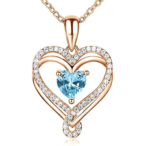 ASHLI JENA Jewelry for Women Infinity Heart Necklaces for Women Birthstone Necklaces for Women 18K Rose Gold Filled 925 Sterling Silver Birthstone Necklace for Cover