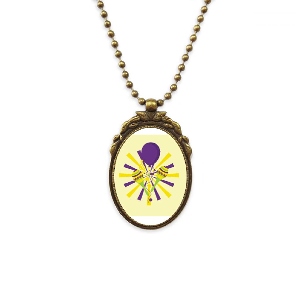 Carnival Rio Brazil Stick Hammer Antique Necklace Vintage Bead Pendant Keychain