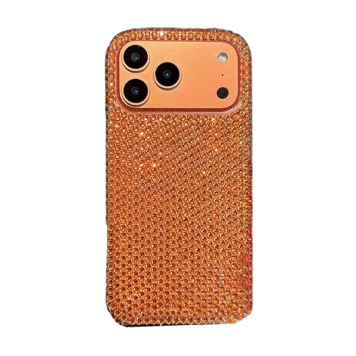 Coque arrière brillante iPhone 14 Pro Max orange à paillettes rigide