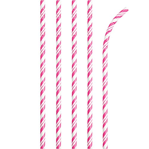 Pitillos de Papel Flexibles Rayas Rosa Caramelo 24 un miniatura 1