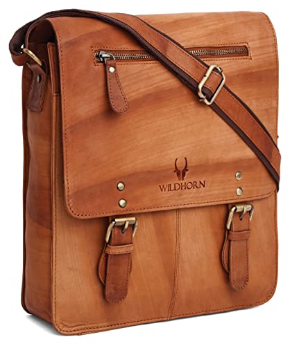 Image of WildHorn Genuine Leather Sling Messenger Bag | Stylish, Functional & Spacious | Buckle Closure | Adjustable Strap | 1-Year Warranty