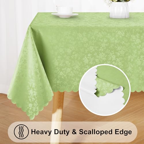 Image of Smiry Rectangle Table Cloth, Waterproof Heavy Duty Vinyl Tablecloths, Wipeable Washable Table Cover for Kitchen and Dining Room (Sage Green, 60 inch X 120 inch)