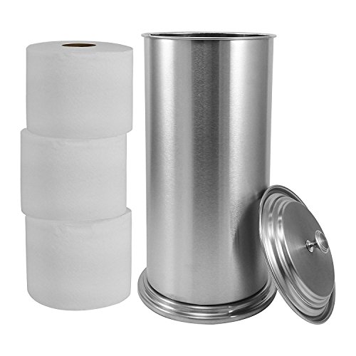 LDR 164 6466BN Freestanding Extra Toilet Paper Canister for Single Double and Extra Large Rolls Brushed Nickel Finish