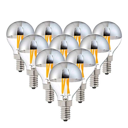 Lampadina a LED G45 Globe E12 con specchio argentato, 4W, filamento LED retrò 110V, luce bianca calda 2700K, luce decorativa dimmerabile (dimensioni: E12 110V)