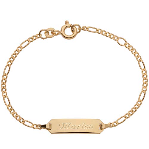 Schmuck-Pur 333/- Gelbgold Babyarmband Taufarmband mit Gravur 12 cm/14 cm einstellbar Cover