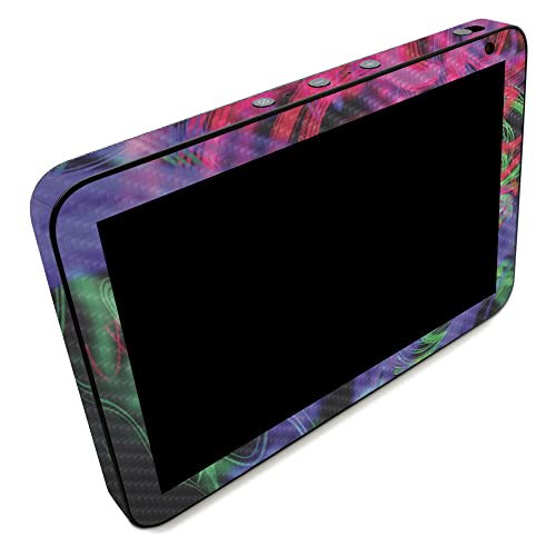 Image of MightySkins Carbon Fiber Skin Compatible with Amazon Echo Show 8 (Gen 2) - Neon Splatter | Protective, Durable Textured Carbon Fiber Finish | Easy to Apply | Made in The USA