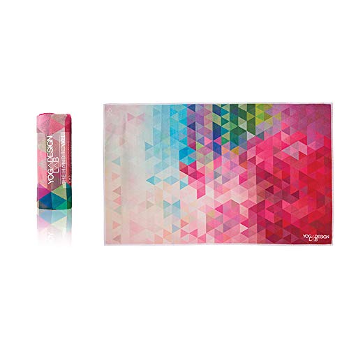 YOGA DESIGN LAB(ヨガデザインラボ) | ハンドタオル | プレミアムノンスリップハンドタオル | バリでデザイン | カラフルなエコプリント + 速乾 + ソフトな感触 | ホットヨガ ビクラム アシュタンガ スポーツ バレー 旅行に