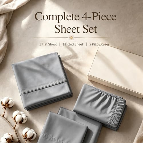 Image of MEISHANG 1000TC Egyptian Cotton Sheets King, 18-24 inch Extra Deep Pocket | 1000TC Egyptian Cotton Sheets, Sateen Weave, Ultra Soft & Breathable, OEKO-TEX Certified