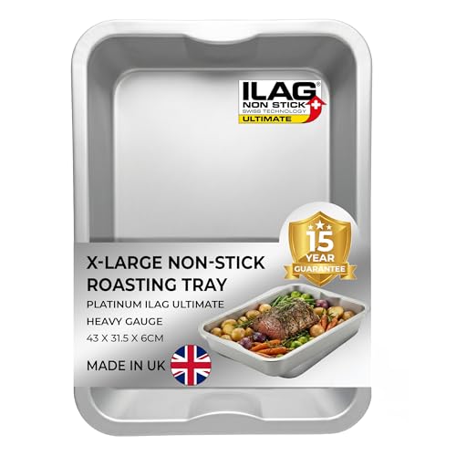 Chabrias Ltd UK-Made Roasting Tray with ILAG Ultimate Non-Stick Coating - 43x32x6cm - Heavy Duty Carbon Steel Roasting Tin, Deep Oven Tray for Roast Chicken, Meat, Vegetables & Baking - X-Large17