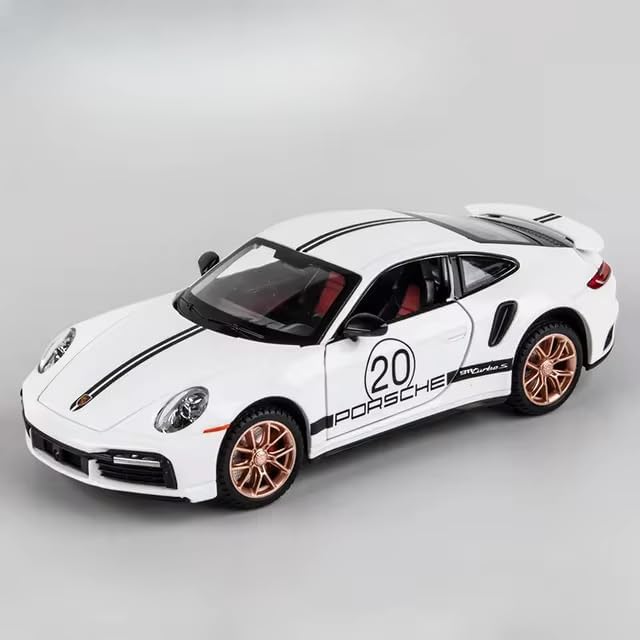 Image of Invite Enterprise Compatible for 1:32 Porsche Carrera 911 Toy Car Model, Diecast Collectible Pull Back Model Car with Sound and Light, Toy Gift Vehicles for Adults Kids Boys Girls【White】
