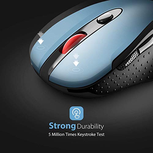 VicTsing Wireless Mouse for Laptop, 2.4G Portable USB Mouse Computer Mouse, Fit Hand Nicely, 5 Adjustable DPI, Page Down/Up Buttons, 20 Months Battery Life , Designed for PC, Desktop, Laptop(Blue)