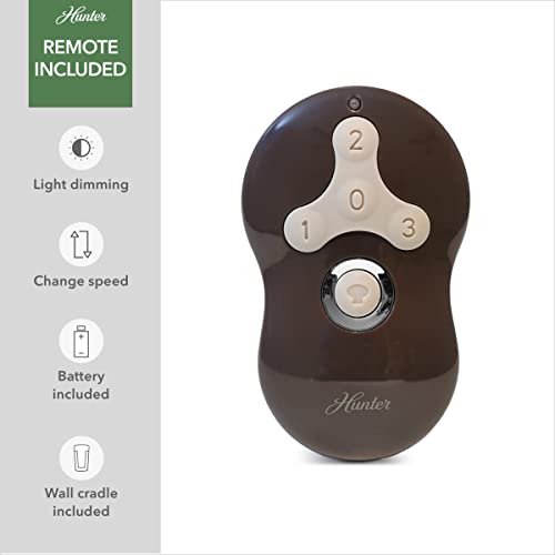 Image of Hunter 52 inch Indoor Ceiling Fan with LED Light and Remote Control - Black Ceiling Fan, Standard Mount, 3 Blades, For Bedroom, Living Room, or Kitchen - Sentinel 50285, Matte Black