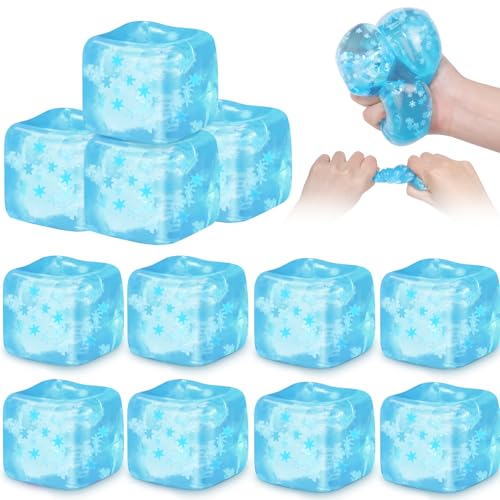 Image of Gemscream Stress Cube Bulk Slow Rising Ice Cube Stress Ball Sensory Squeeze Cubes Halloween Goodie Bag Stuffing for Adult Birthday Gift Anxiety Relief Party Favors(12 Pcs,Blue)